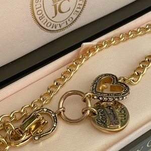 Juicy Couture Y2K Crystal Lady Juicy Heart, Horseshoe, Banner Buckle Necklace🥰